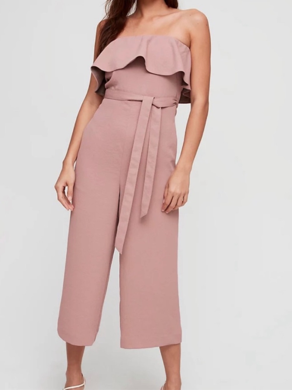 ARITZIA Babaton Altamiro Flutter Strapless Jumpsuit, Mauve Pink, Size 6